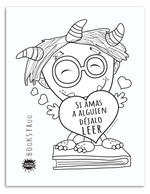 Bookstruo, dibujos para colorear, por Héctor Domingo
