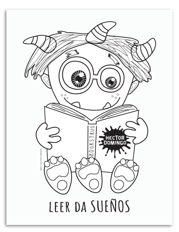 Bookstruo, dibujos para colorear, por Héctor Domingo