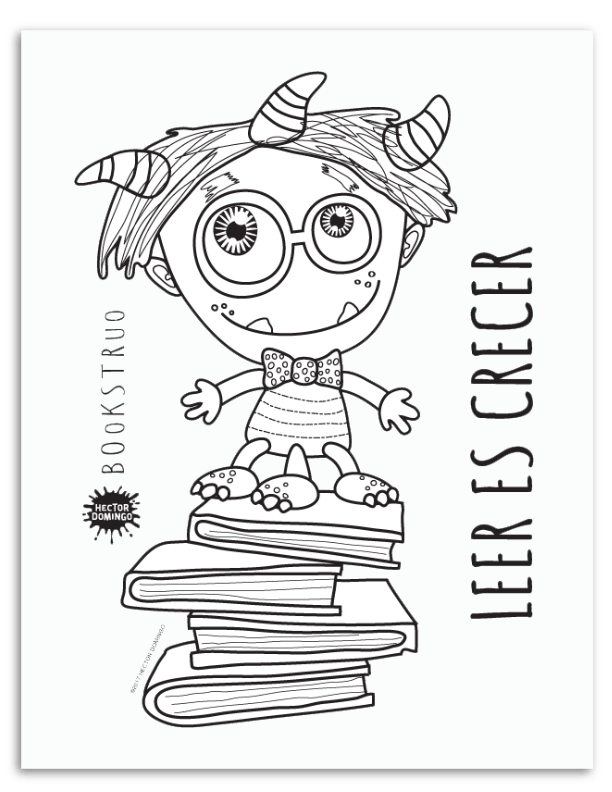 Bookstruo, dibujos para colorear, por Héctor Domingo